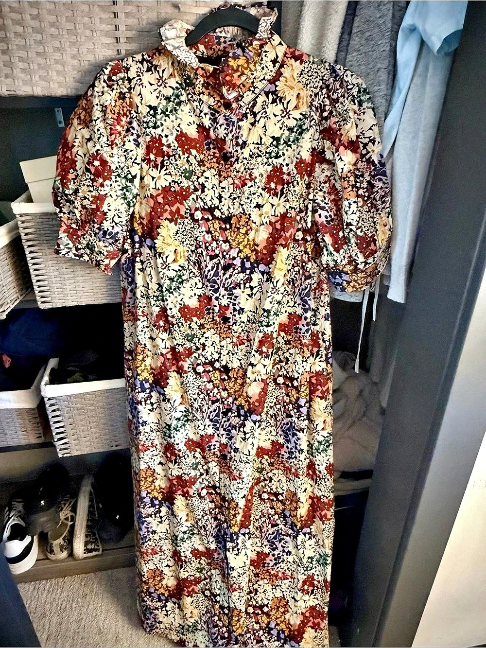 Fate Floral Fall Cotton Maxi Dress Size Small Like New